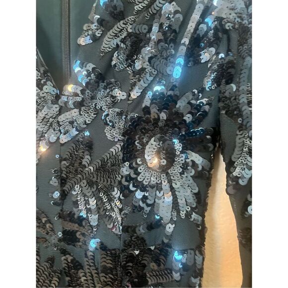 Dress The Population Floor Length Sequin Blue Gown NEW - Picture 3 of 4